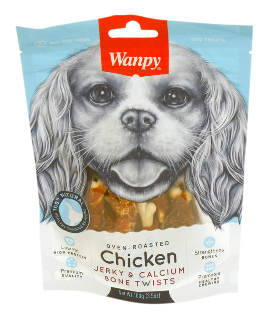 Wanpy Oven-Roasted Chicken Jerky / Calcium Bone Twists