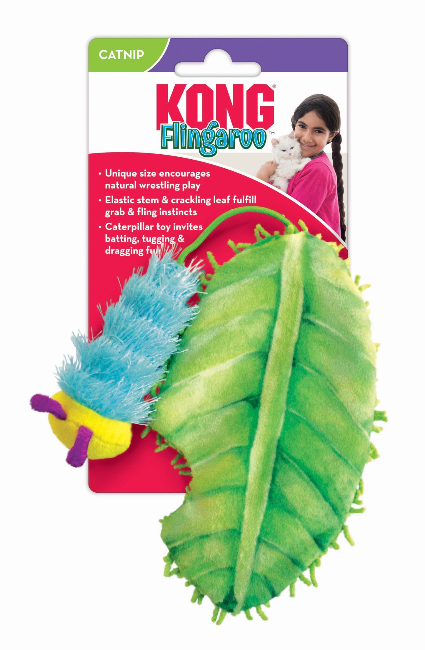 Kong Flingaroo Rups Met Blad Met Catnip