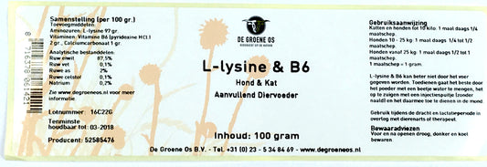 De Groene Os L-Lysine / B6 Hond / Kat