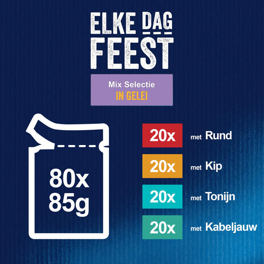 Felix Pouch Elke Dag Feest In Gelei Tonijn / Kabeljauw / Rund / Kip