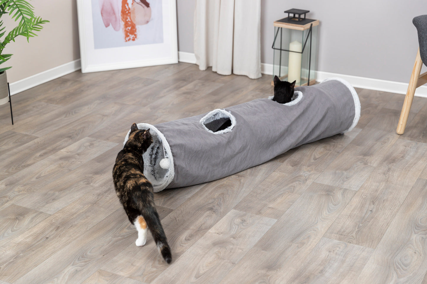 Trixie Katten Speeltunnel Harvey Velours / Pluche Grijs