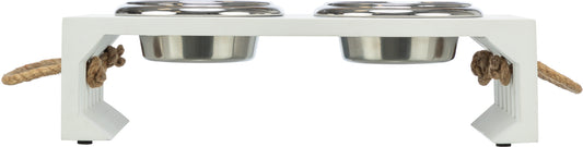 Trixie Be Nordic Set Voerbak / Waterbak Hout / Rvs Wit