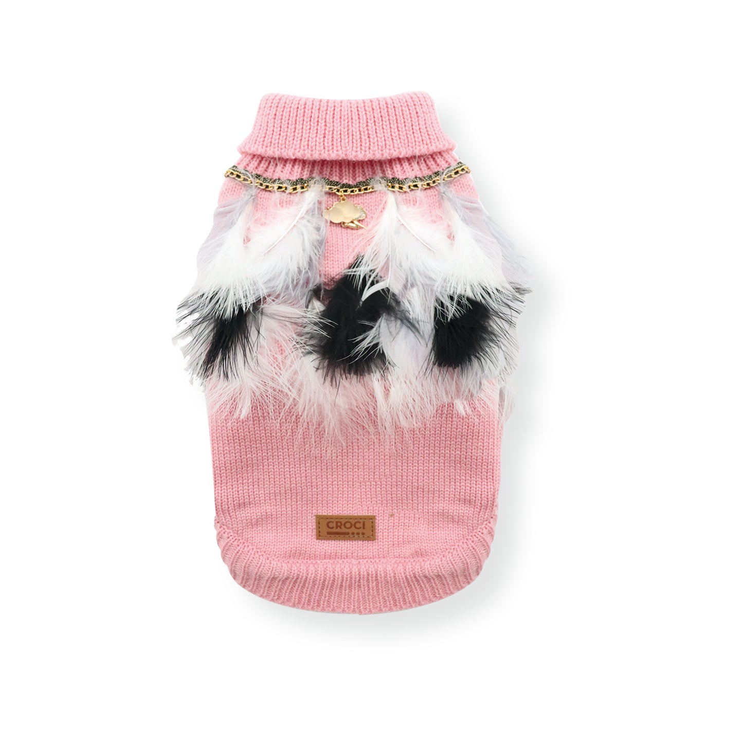Croci Hondentrui Met Veren Roze / Wit