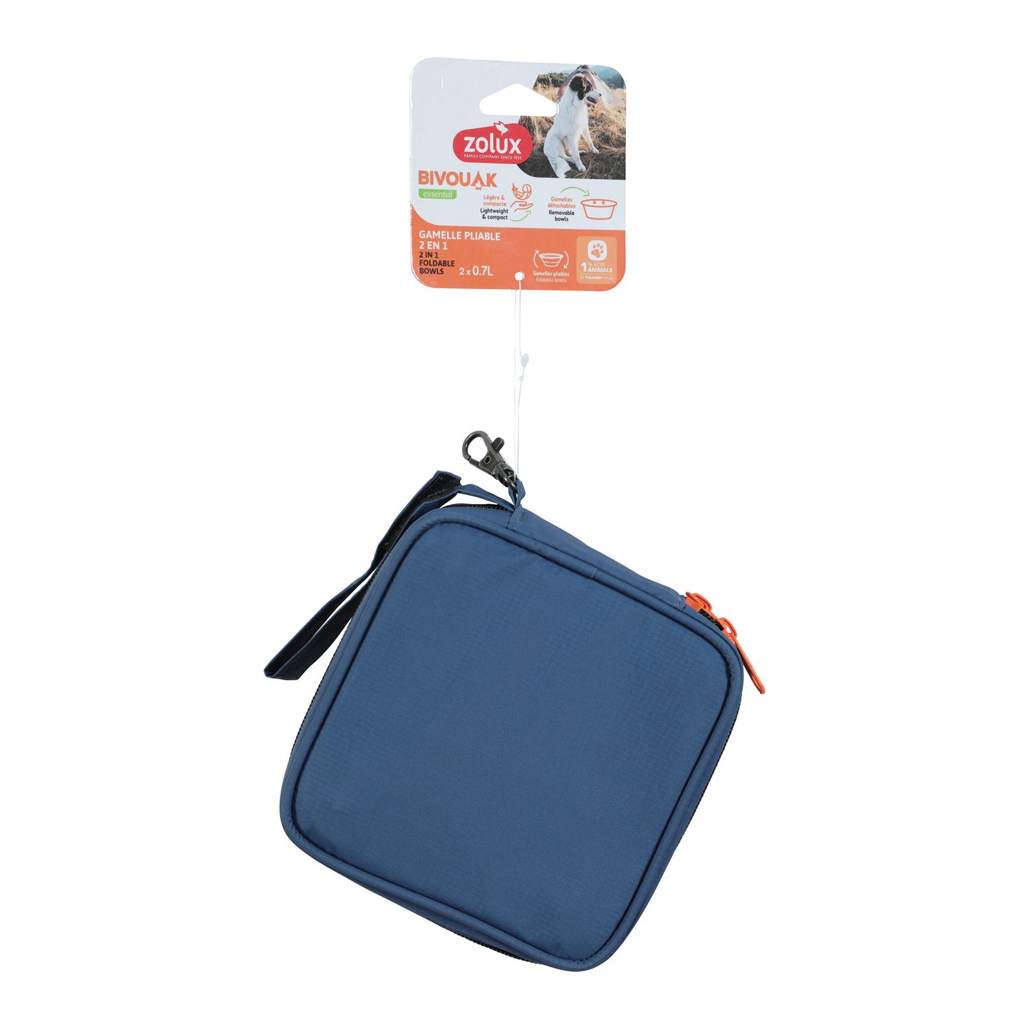 Zolux Bvk 2In1 Opvouwbare Voerbak En Drinkbak Blauw