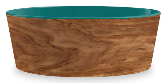 Tarhong Voerbak Hond Olive Melamine Houtprint / Teal Zeegroen