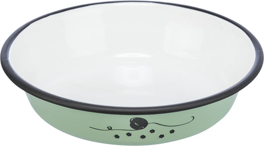 Trixie Voer/Waterbak Plat Emaille / Rvs Groen