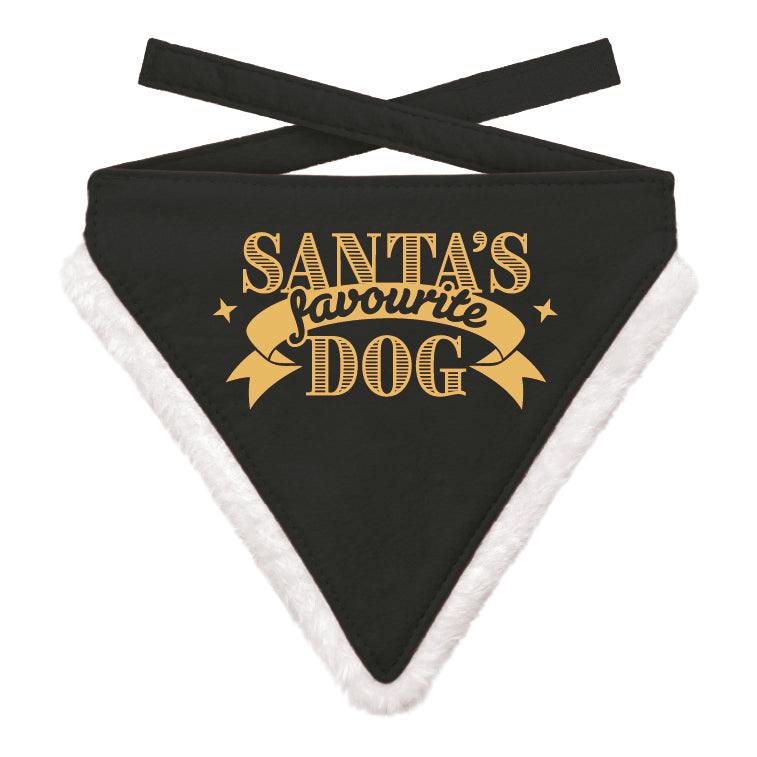 Plenty Gifts Kerst Bandana Santa's Favourite Dog Zwart