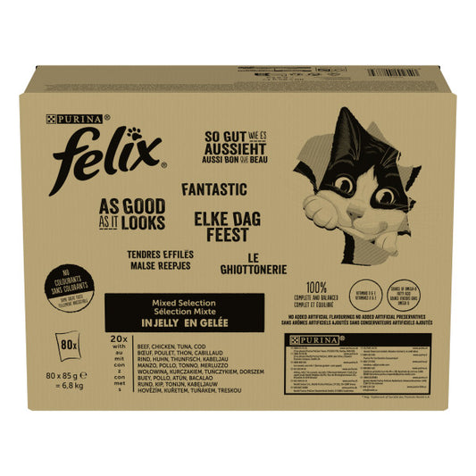 Felix Pouch Elke Dag Feest In Gelei Tonijn / Kabeljauw / Rund / Kip