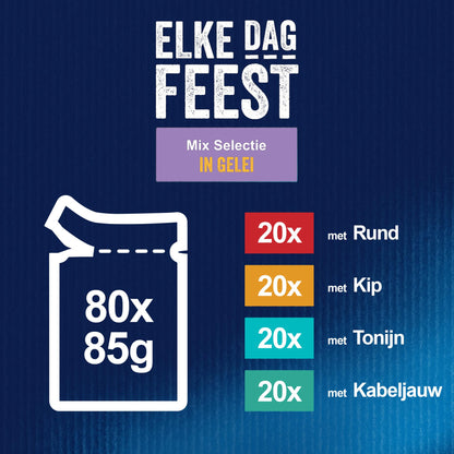 Felix Pouch Elke Dag Feest In Gelei Tonijn / Kabeljauw / Rund / Kip