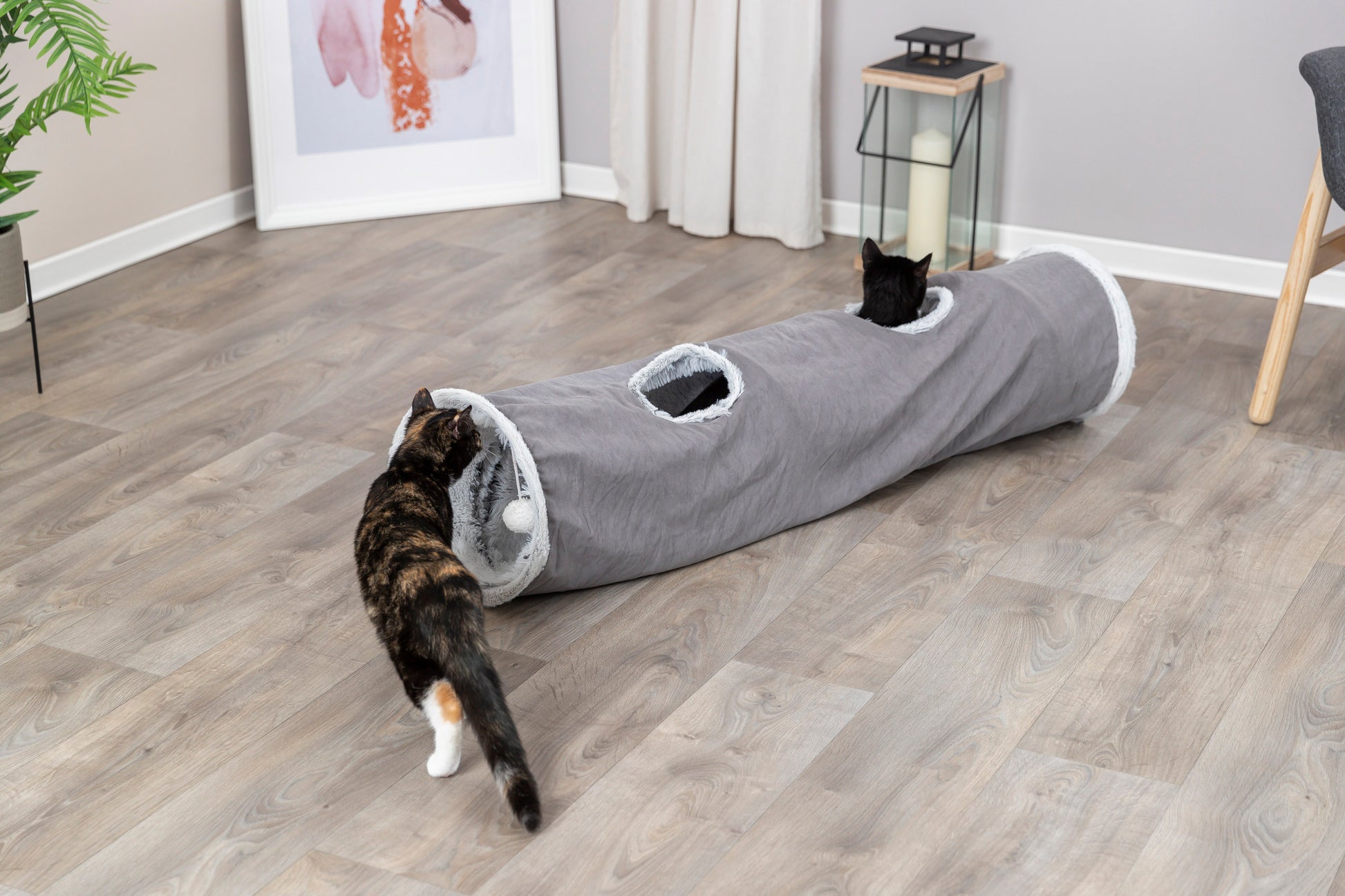 Trixie Katten Speeltunnel Harvey Velours / Pluche Grijs