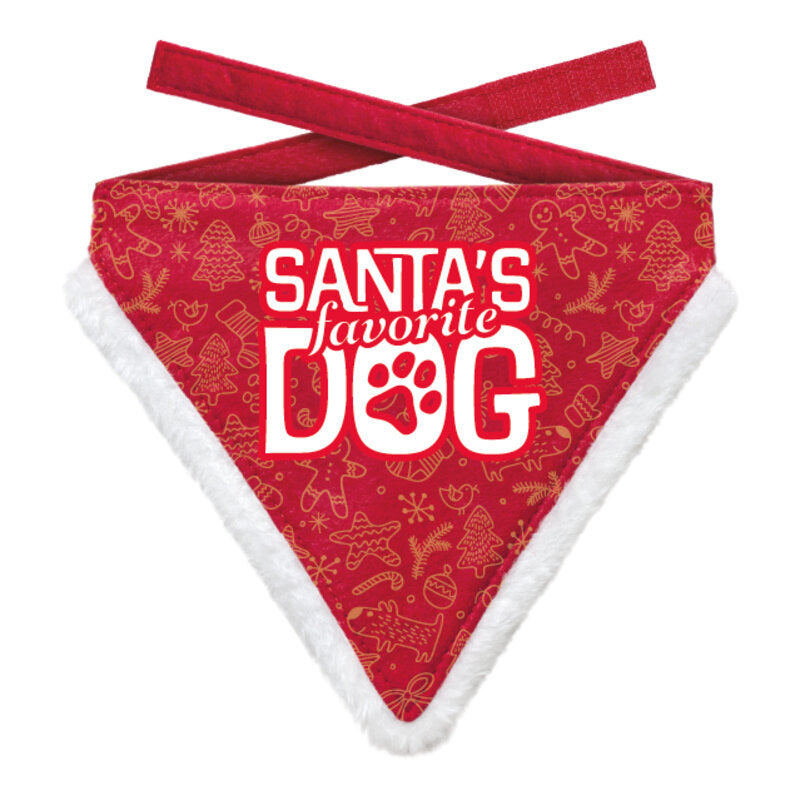Plenty Gifts Kerst Bandana Santa's Favorite Dog Poot Rood