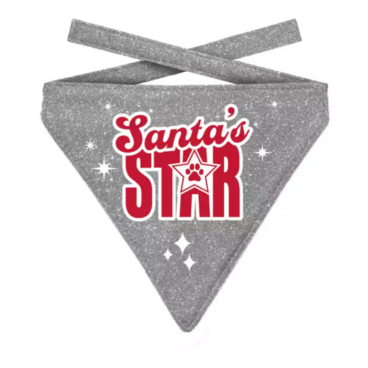 Plenty Gifts Kerst Bandana Santa's Star Glitter Zilver