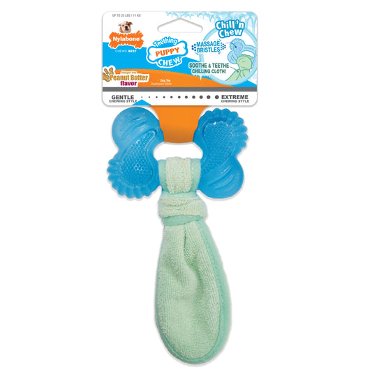 Nylabone Puppy Freezer Bone With Wash Cloth Pindakaassmaak