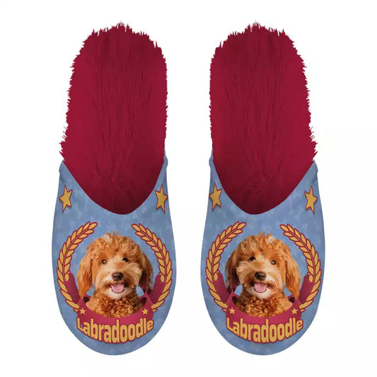 Merkloos Pantoffel Labradoodle Lila / Rood
