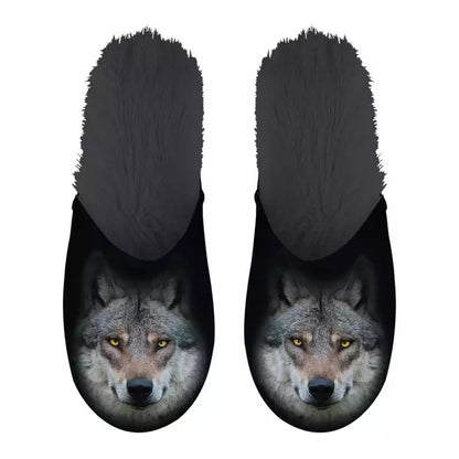 Merkloos Pantoffel Wolf Zwart