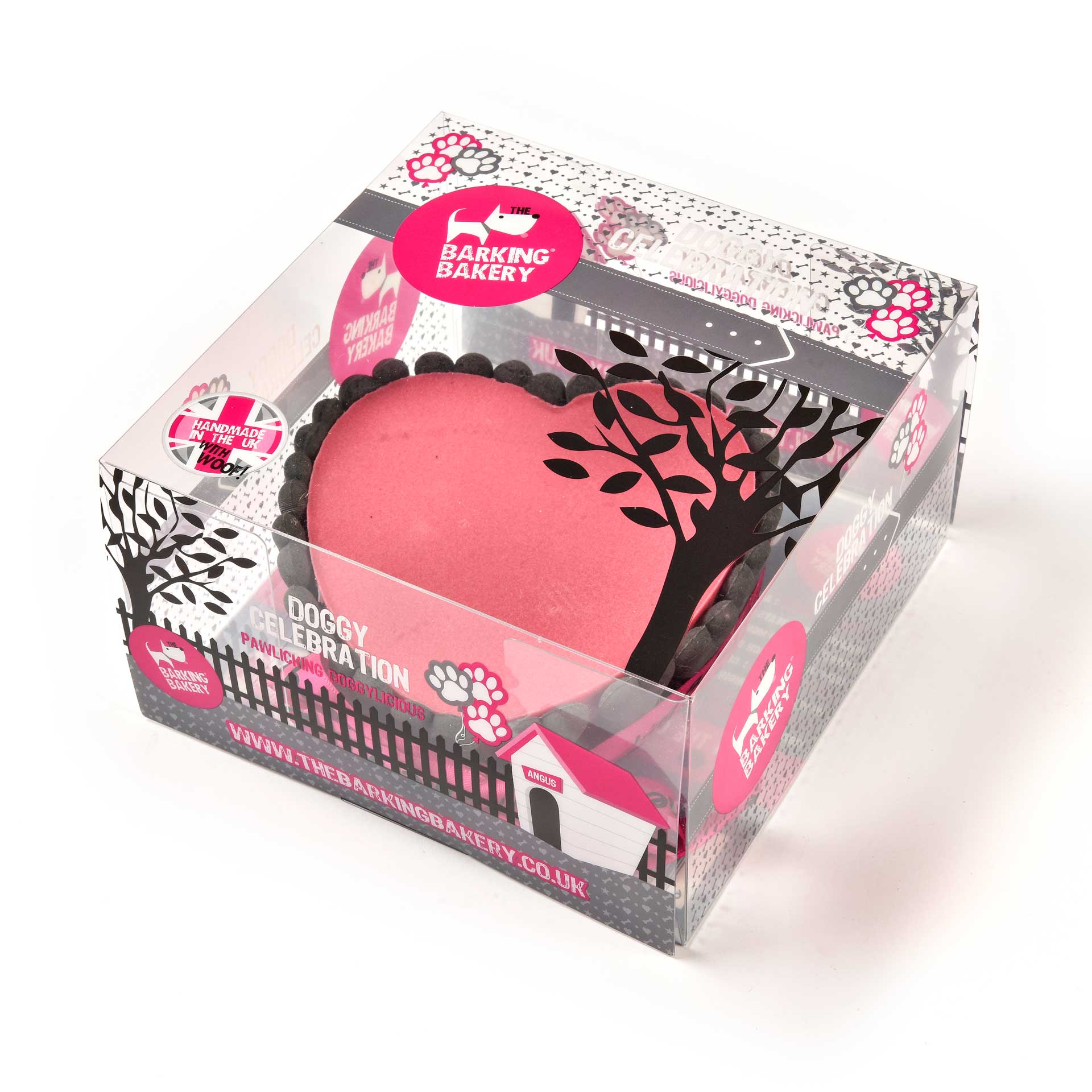 The Barking Bakery Yoghurt Topped Pawty Cake Roze Hart Met Kaars