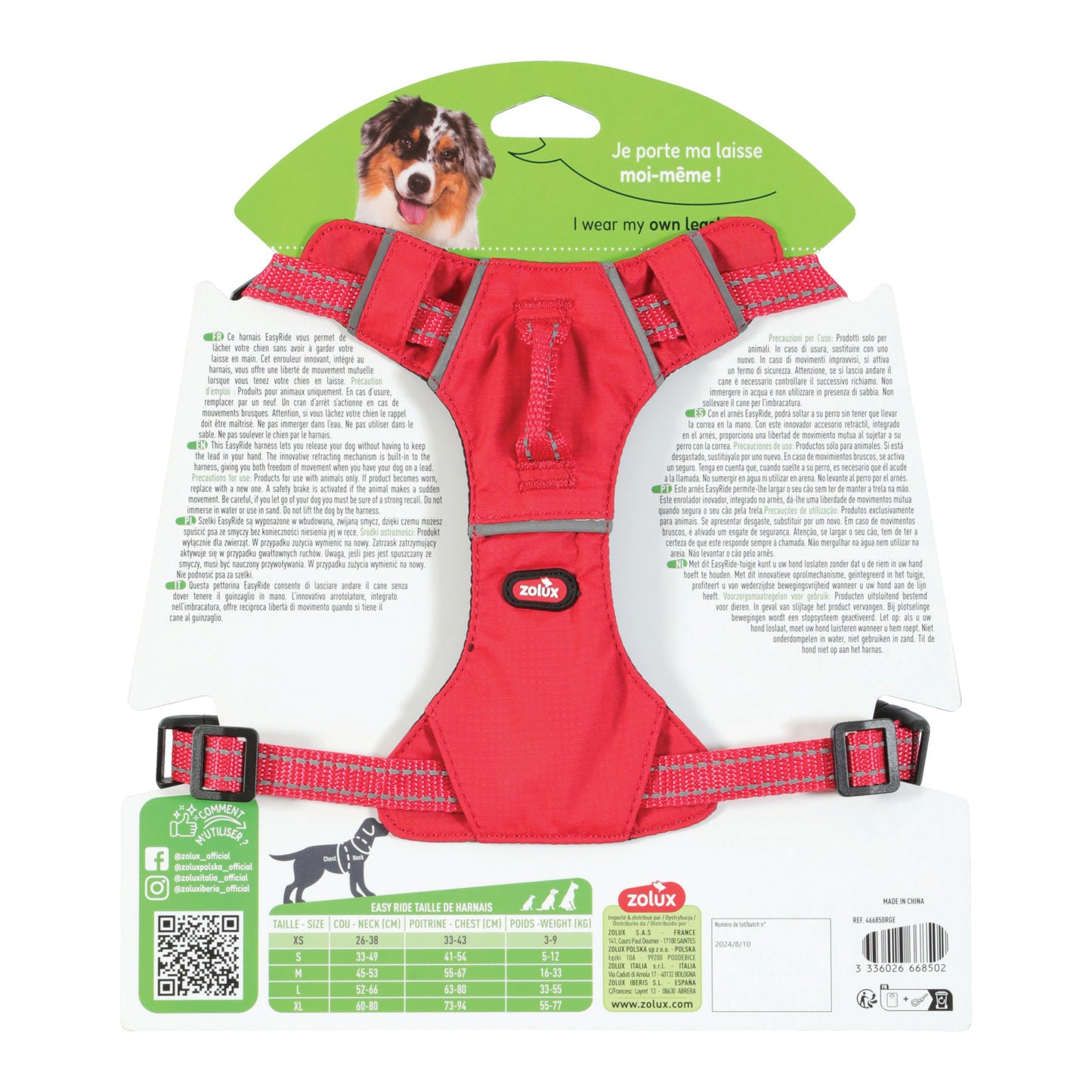 Zolux Easyride Hondentuig Rood