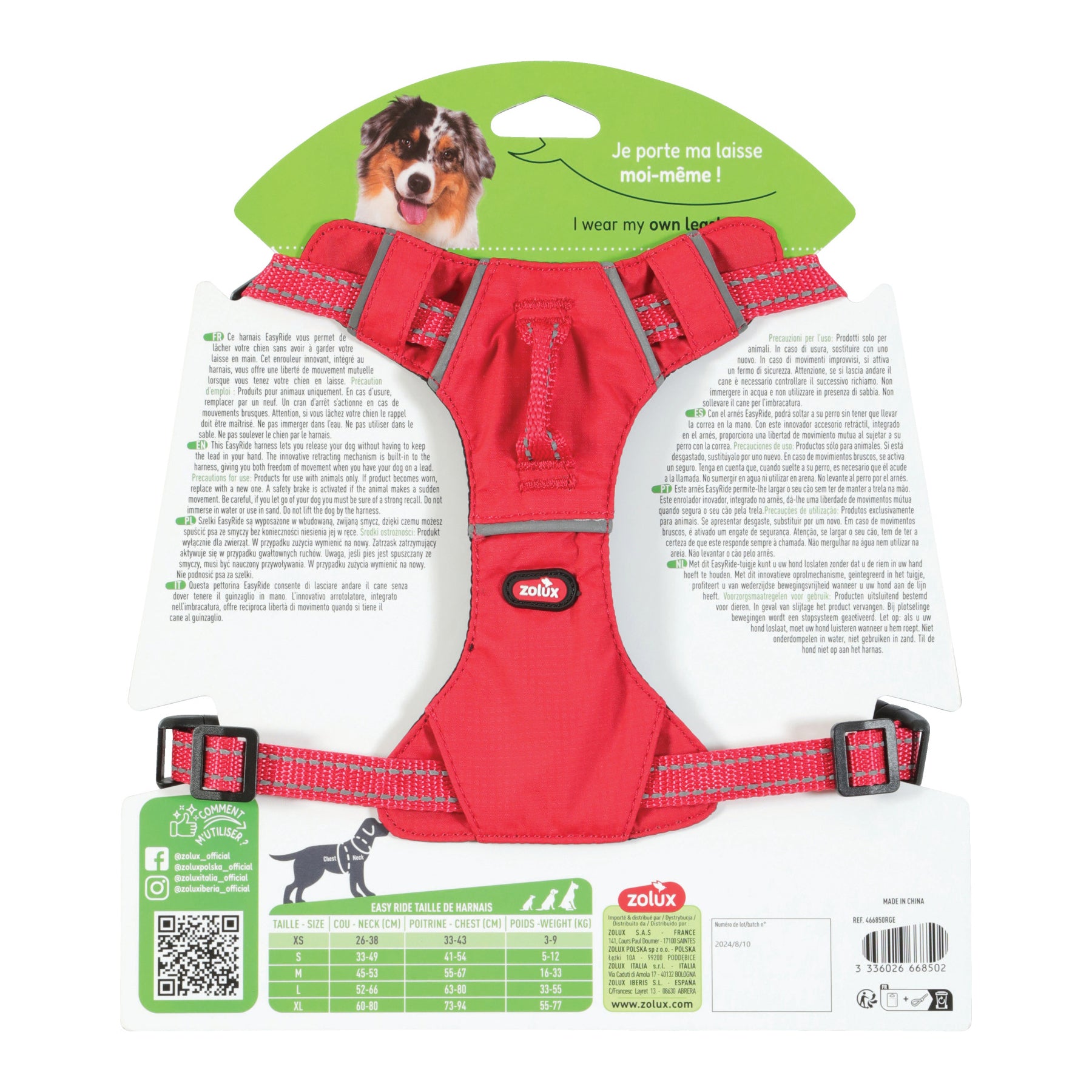 Zolux Easyride Hondentuig Rood