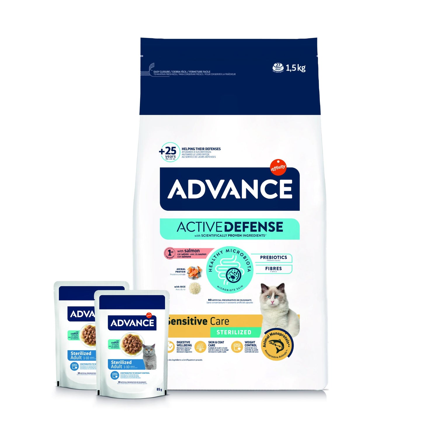 Advance Cat Sterilized Sensitive Salmon + 2 Pouches Codfish