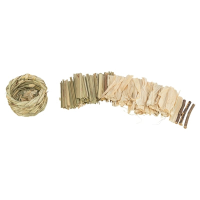 Trixie Mand Gras Met Hooi / Maisbladeren / Houten Stokjes